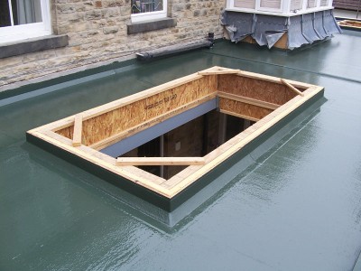 Skylight being built around the fibreglass roof