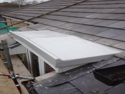 Dorma Roof fiberglassed in Light Battleship Grey.