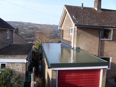 Roofers in Sheffield - fibreglass flat roof on a garage